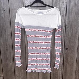 Jean Charles de Castelbajac | Vintage Sheer Mesh Mafalda Printed Top Rare Sz 40